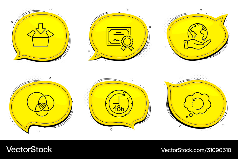 Recovery data get box and euler diagram icons set vector image