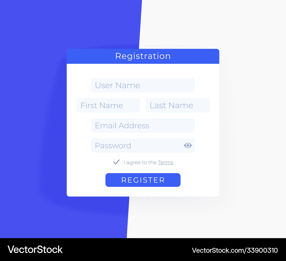 Register form web page design vector image