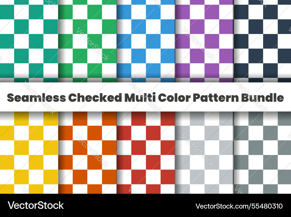 Seamless checked multi color pattern bundle Vector Image
