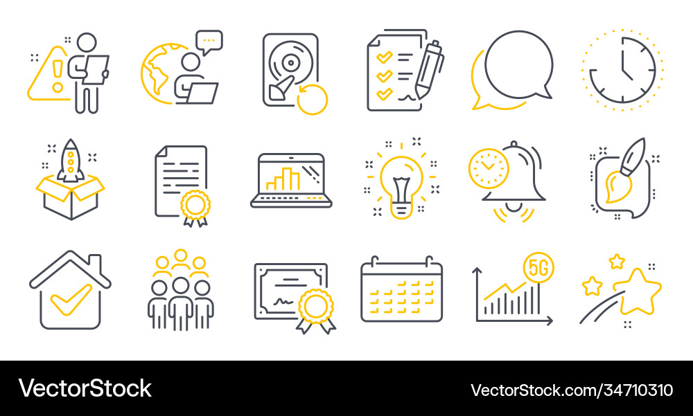 Set education icons such as graph laptop time Set education icons such as graph laptop time vector image