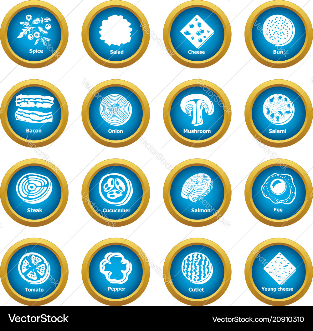 Slice food icons set simple style Slice food icons set simple style Vector Image