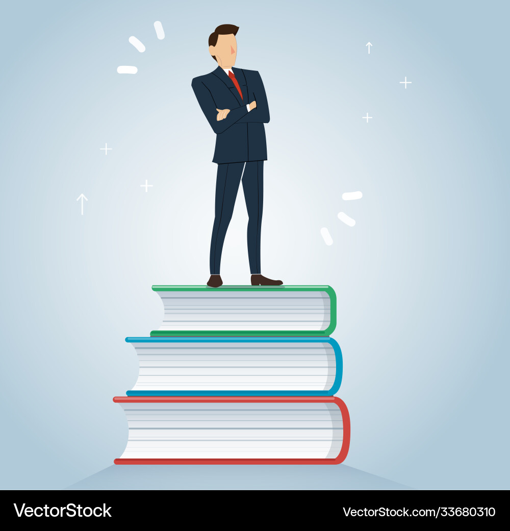 Successful businessman on books icon design Successful businessman on books icon design vector image