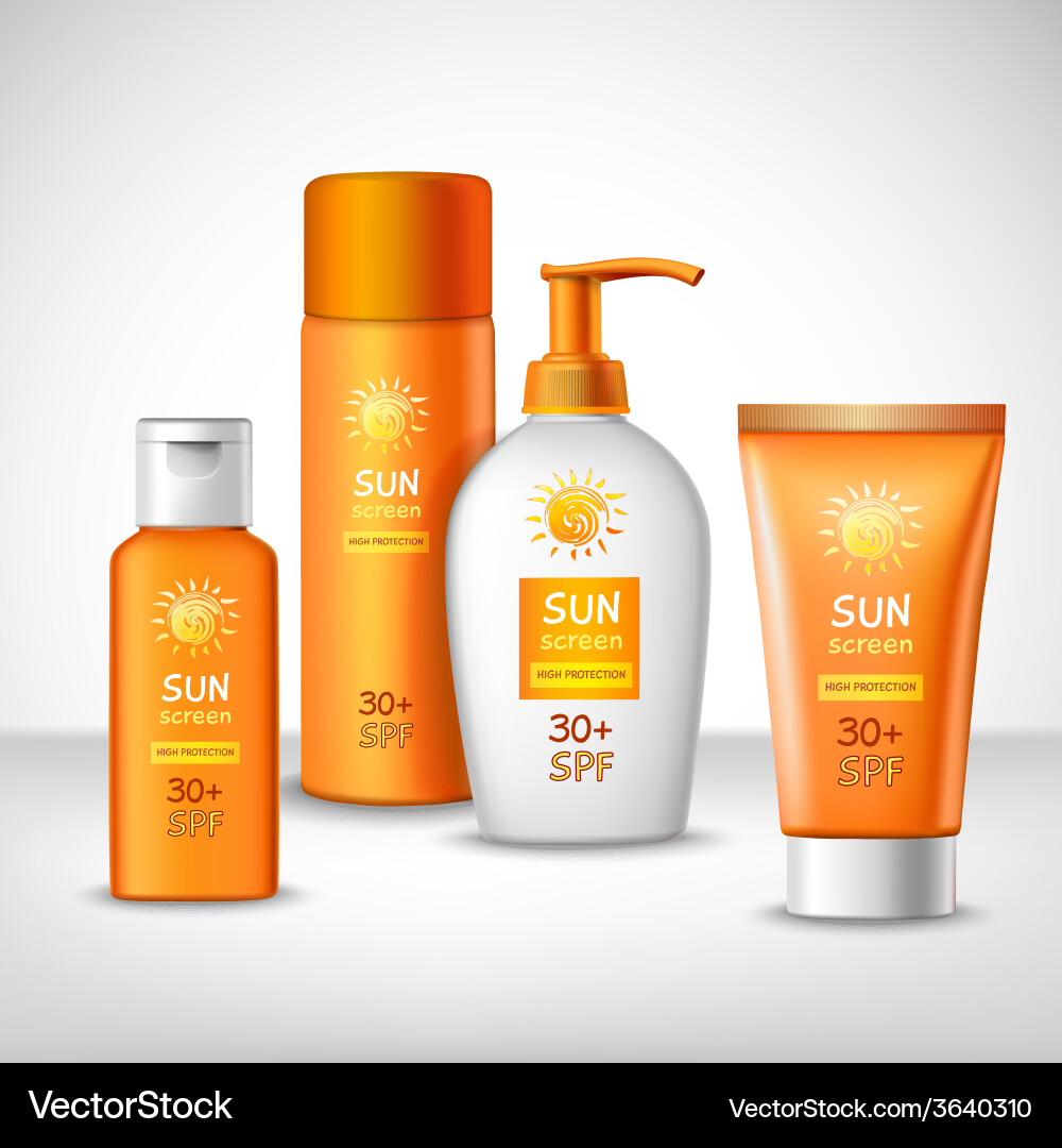Sunscreen Bottles Collection Vector Image