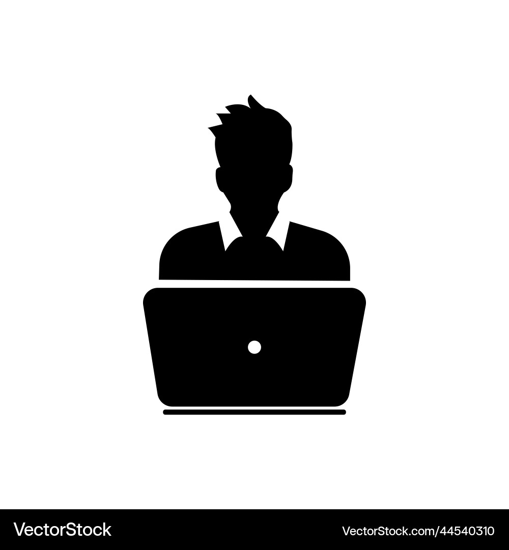 User icon with laptop computer - remote User icon with laptop computer - remote vector image