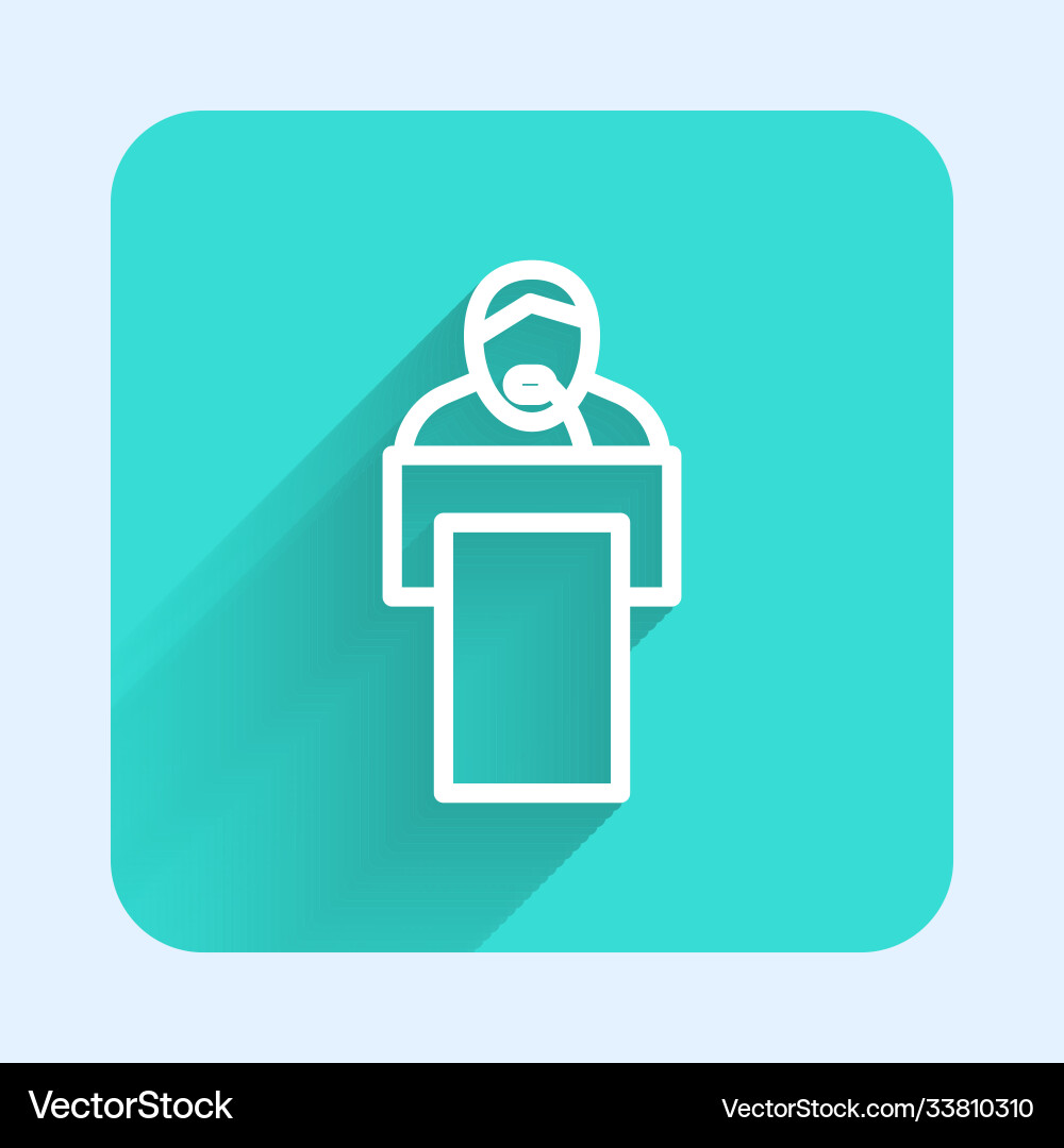 White line gives lecture icon isolated with long White line gives lecture icon isolated with long vector image
