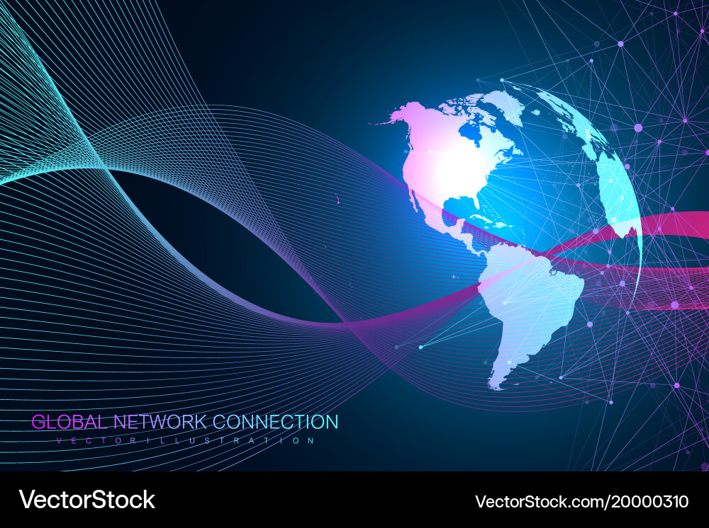 World map point with global technology networking Vector Image