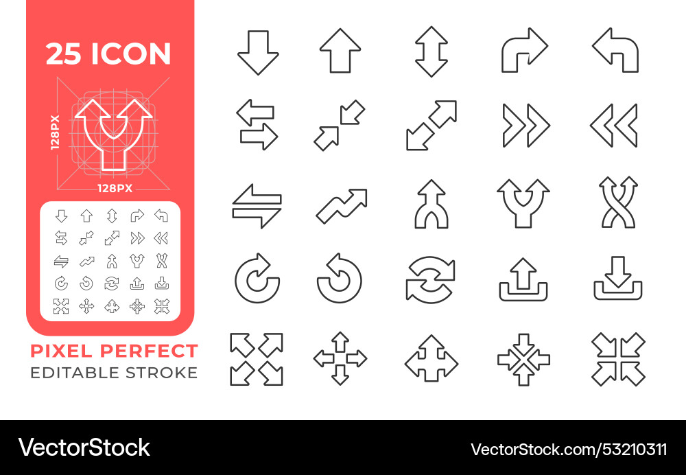 Arrows linear icons set Arrows linear icons set vector image