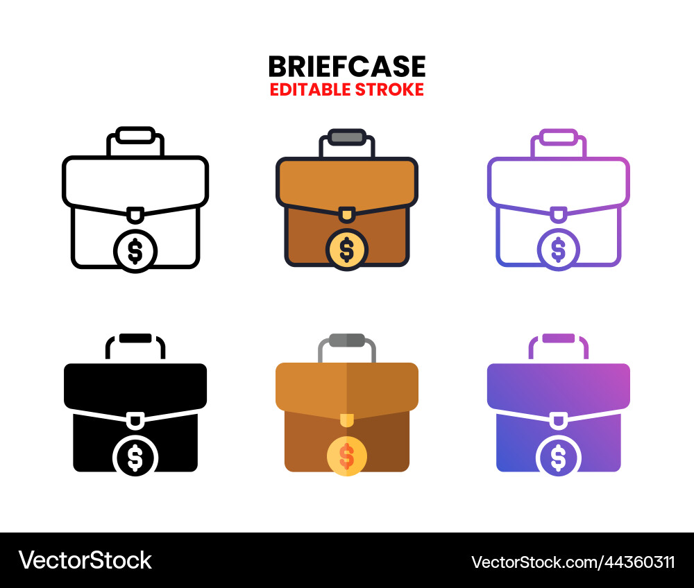 Briefcase icon set with different styles Briefcase icon set with different styles vector image