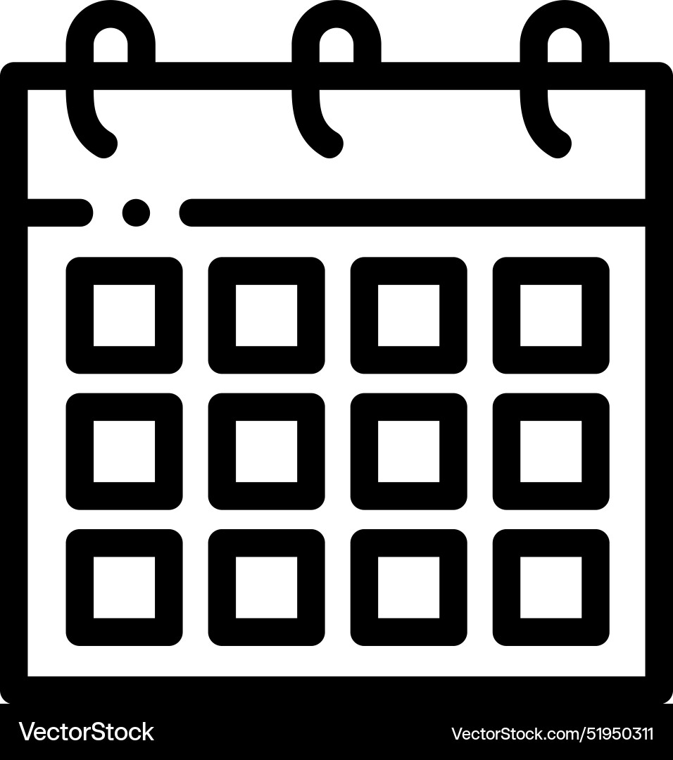 Calendar icon thin linear style design isolated Calendar icon thin linear style design isolated Vector Image