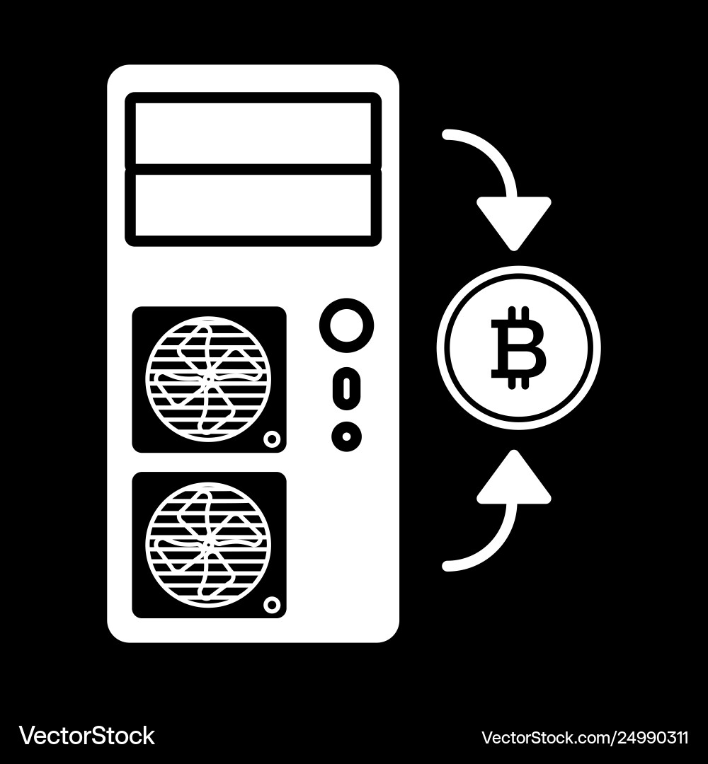 Coin computer bitcoin solid icon Coin computer bitcoin solid icon vector image