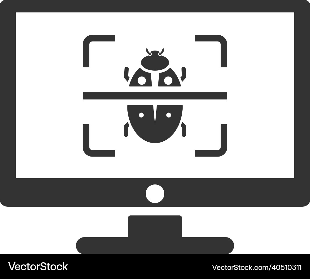 Computer bug scanning icon vector image