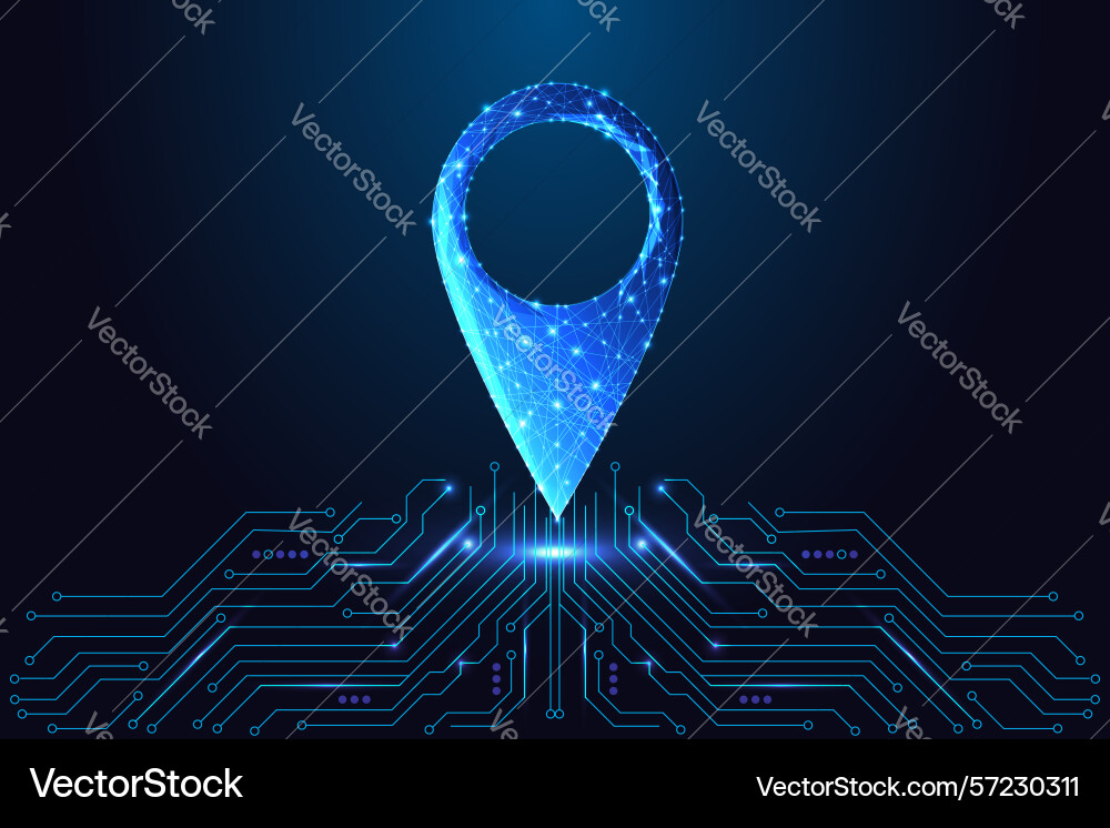 Digital map pin over circuit board ai geolocation Digital map pin over circuit board ai geolocation vector image