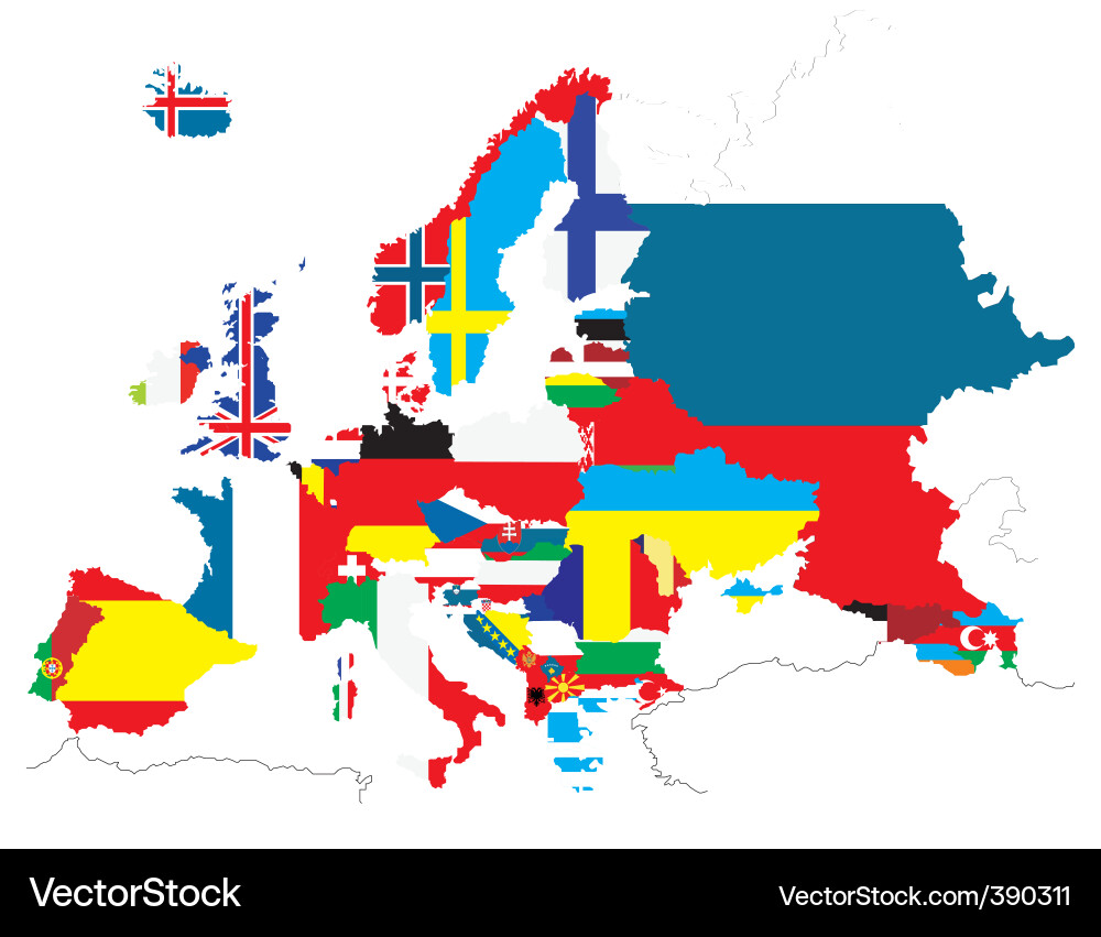 Flags world map vector image
