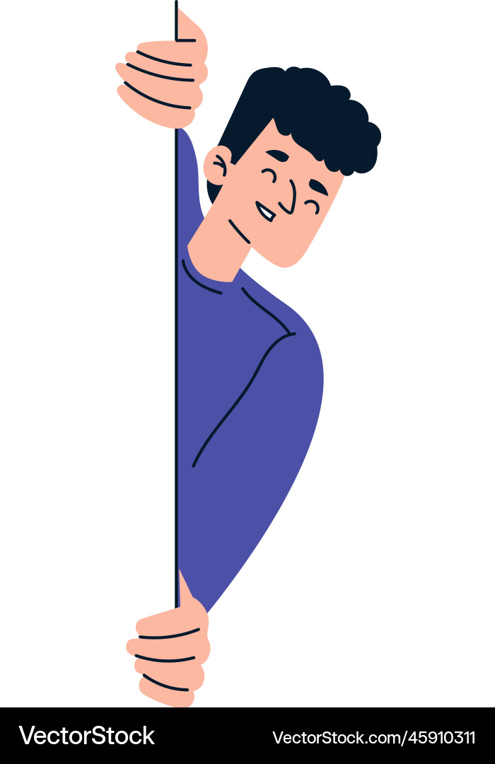 Man character looking out and peeking from corner Man character looking out and peeking from corner vector image