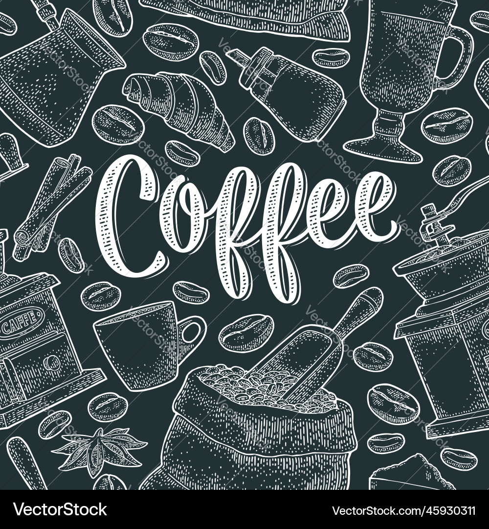 Nahtlose Muster Kaffee Jahrgang monochrom Nahtlose Muster Kaffee Jahrgang monochrom vektorbild
