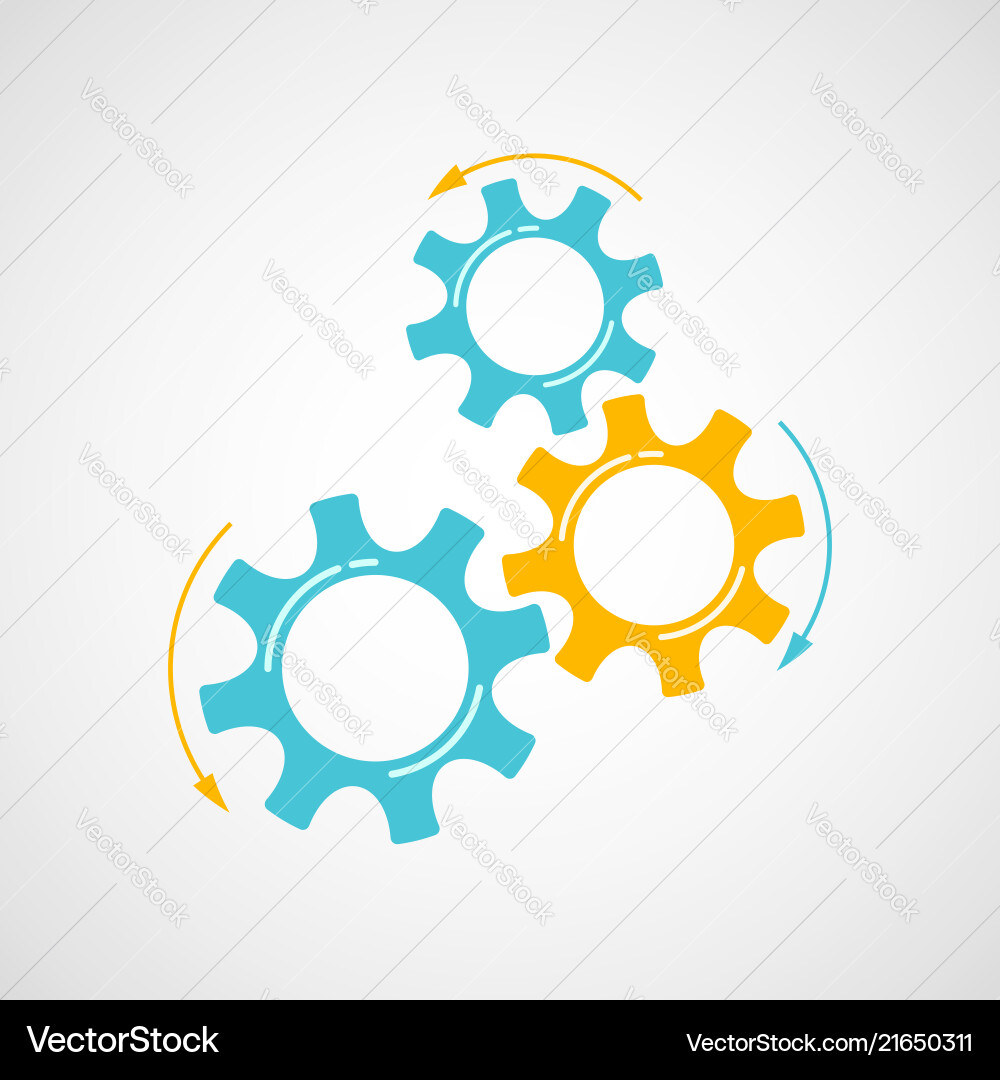 Orange and Blue Cog Development Concept Royalty Free Vector