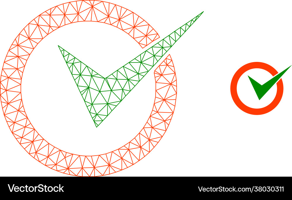 Polygonal 2d mesh checkbox circle icon Polygonal 2d mesh checkbox circle icon vector image