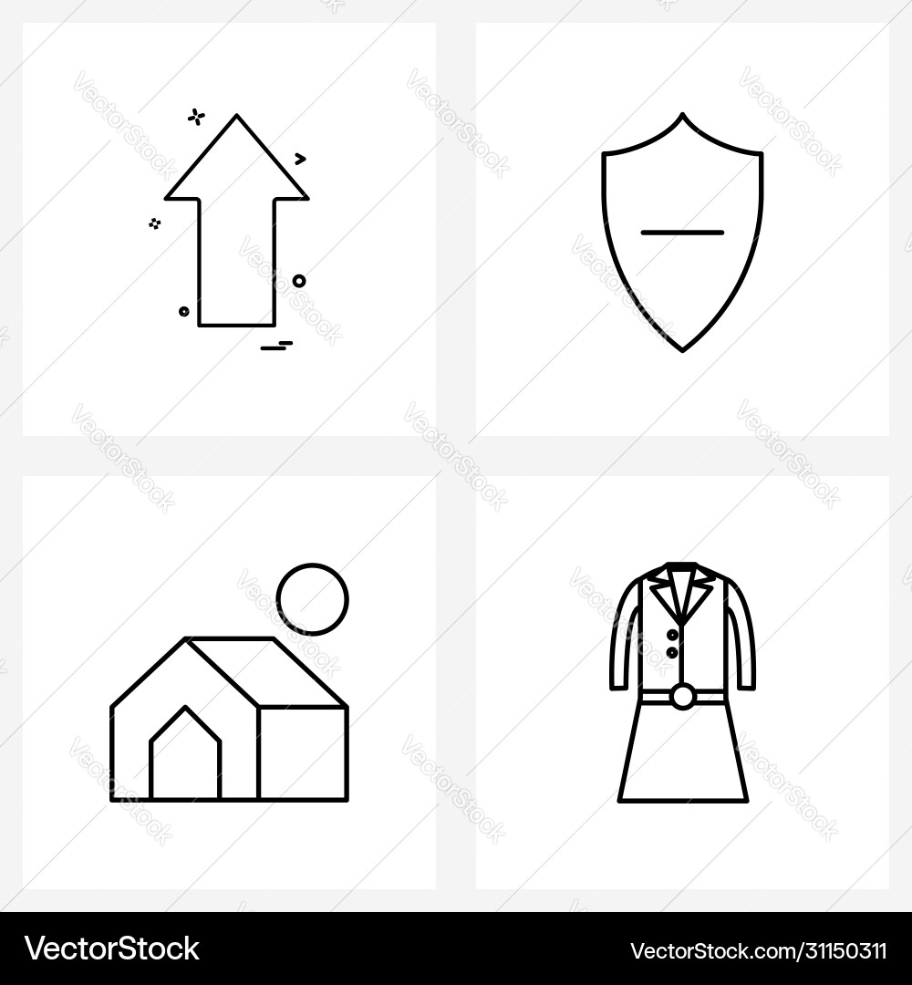 Set 4 simple line icons arrow camping move Vector Image