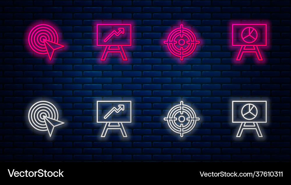 Set line board with graph chart target Set line board with graph chart target Vector Image