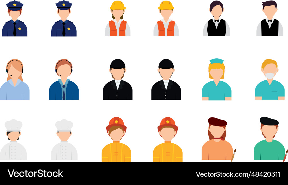 Set of abstract characters with different vector image