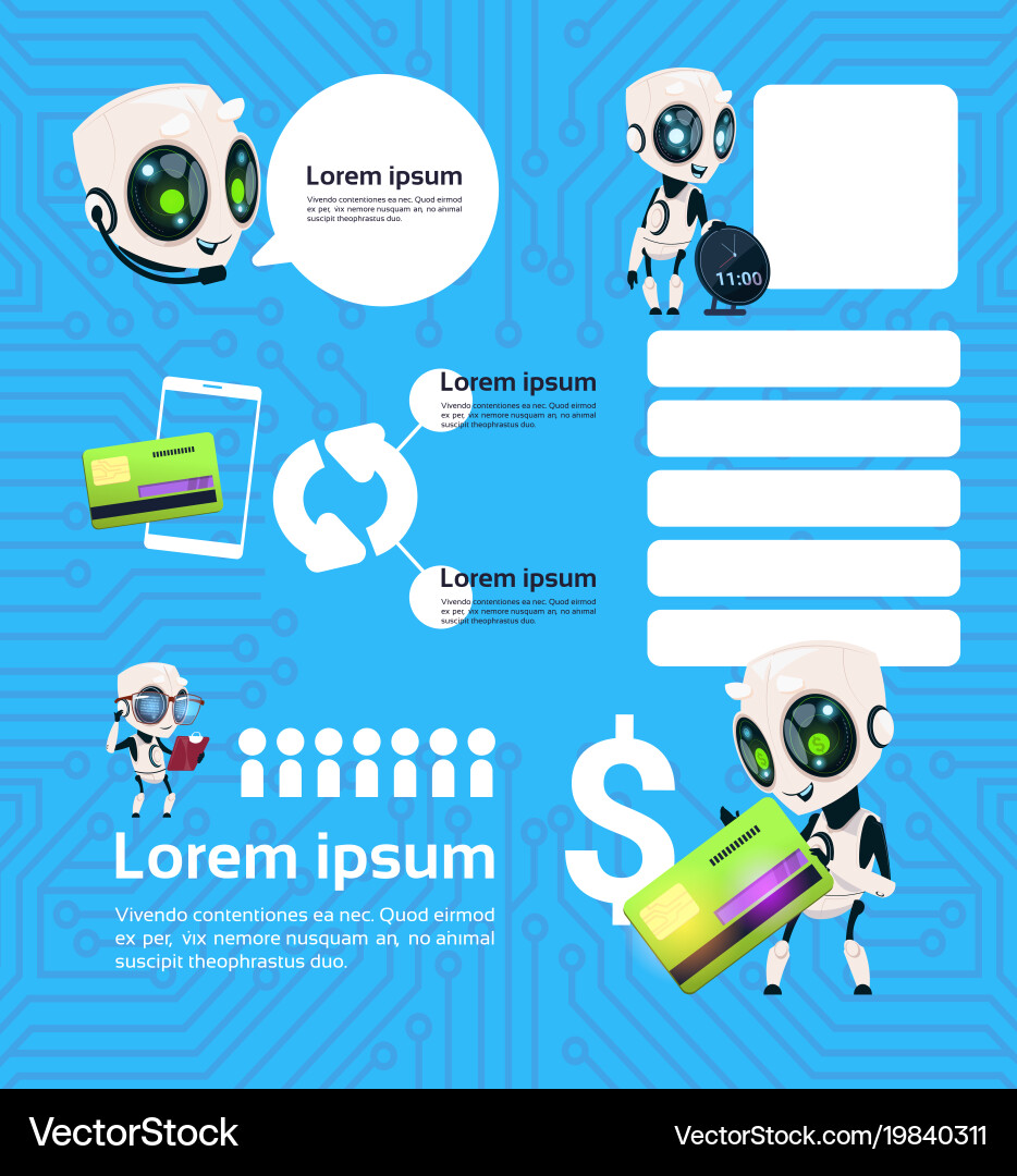 Set of modern robot technology chatbots service vector image