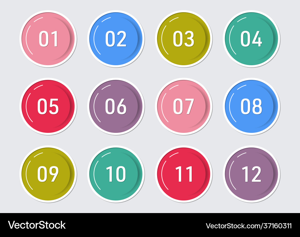 Simple circle web buttons with twelve options Simple circle web buttons with twelve options vector image