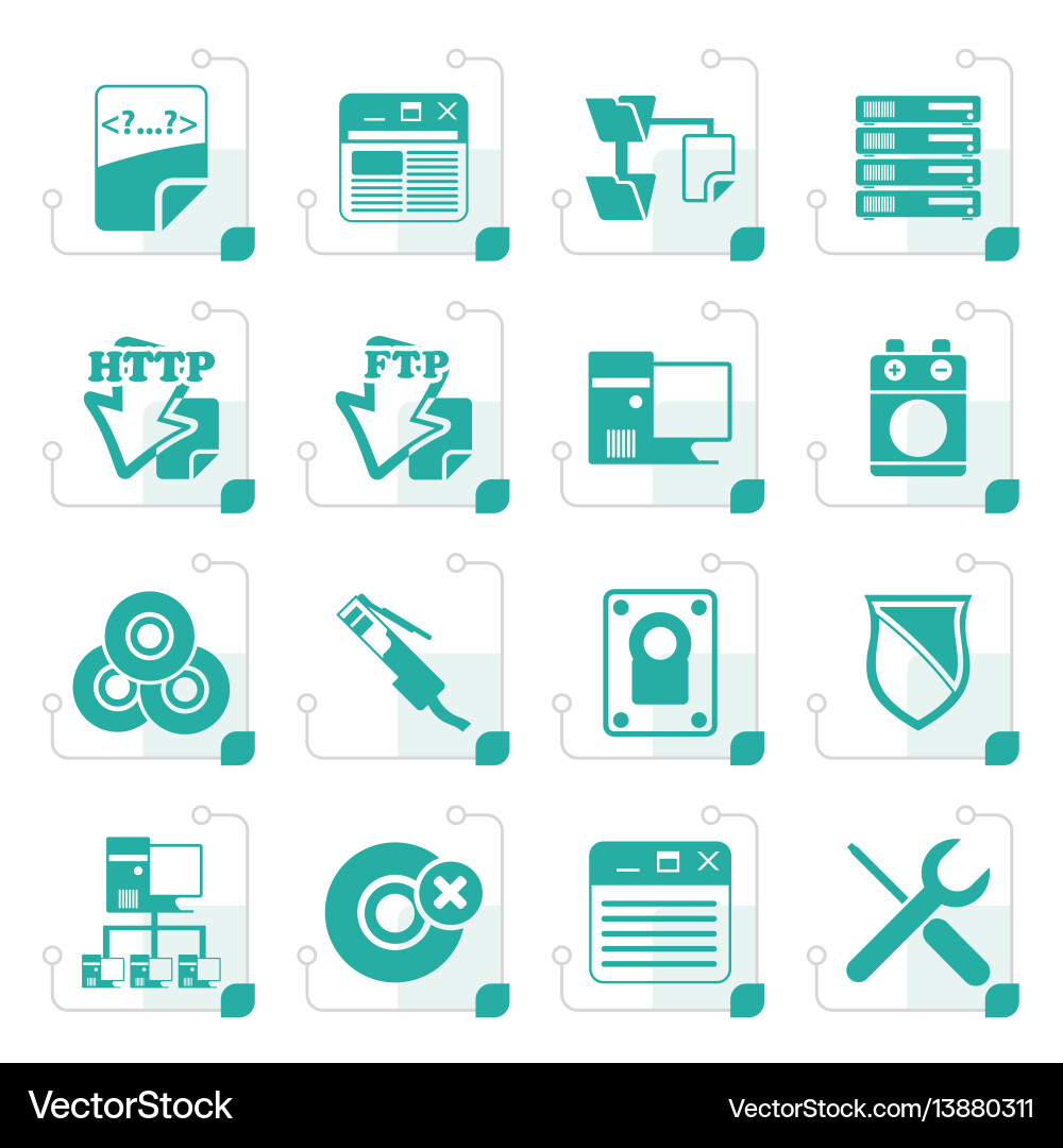 Stylized server side computer icons Stylized server side computer icons vector image