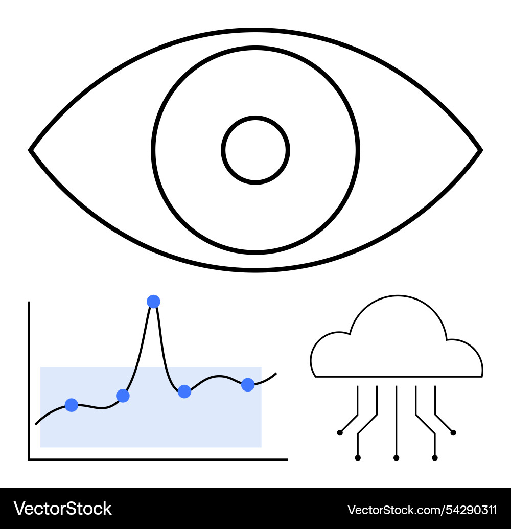 Visualizing data eye graph and cloud vector image