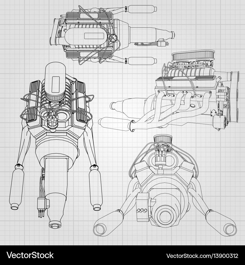 A set of several types powerful car engine A set of several types powerful car engine vector image