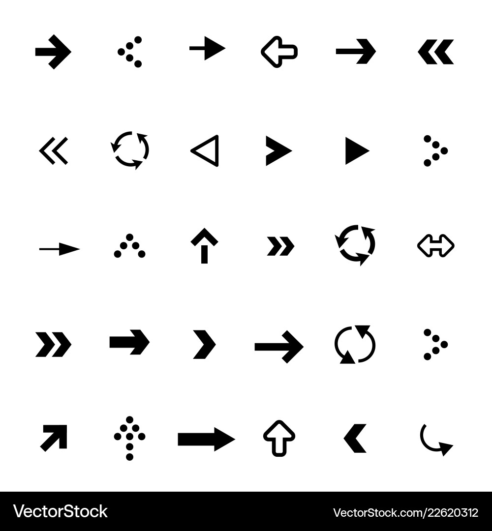 Arrows set isolated on white background arrow Vector Image