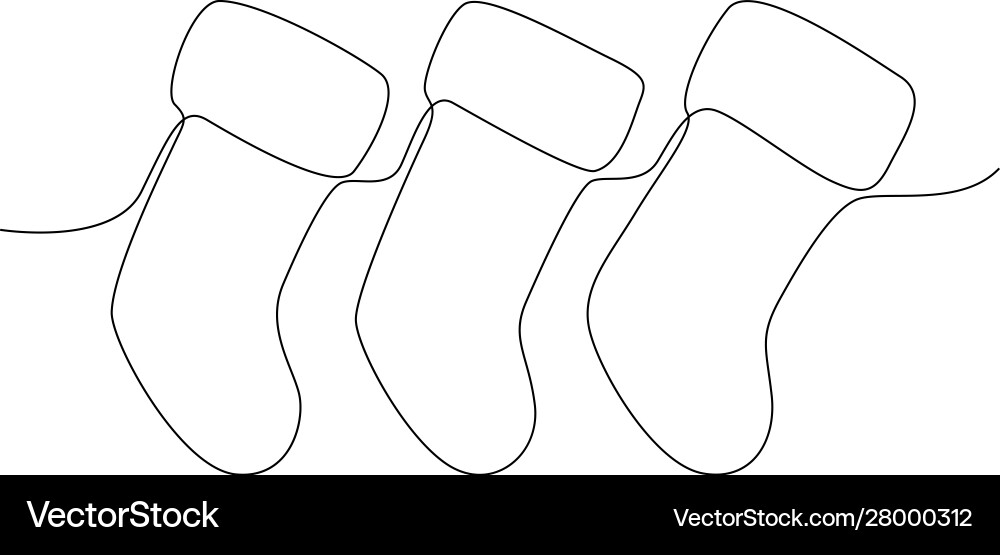 Beautiful continuous line christmas socks design Vector Image