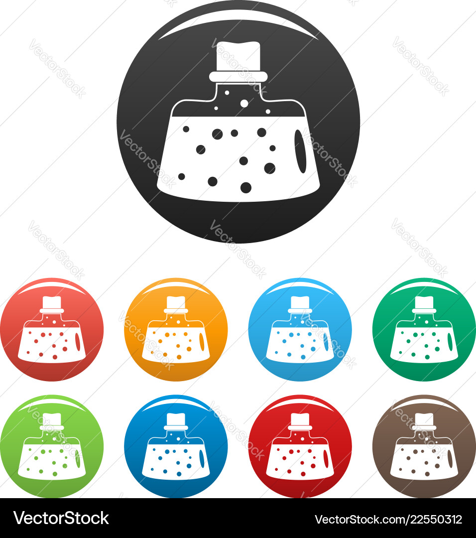 Boiling flask icons set color Boiling flask icons set color vector image