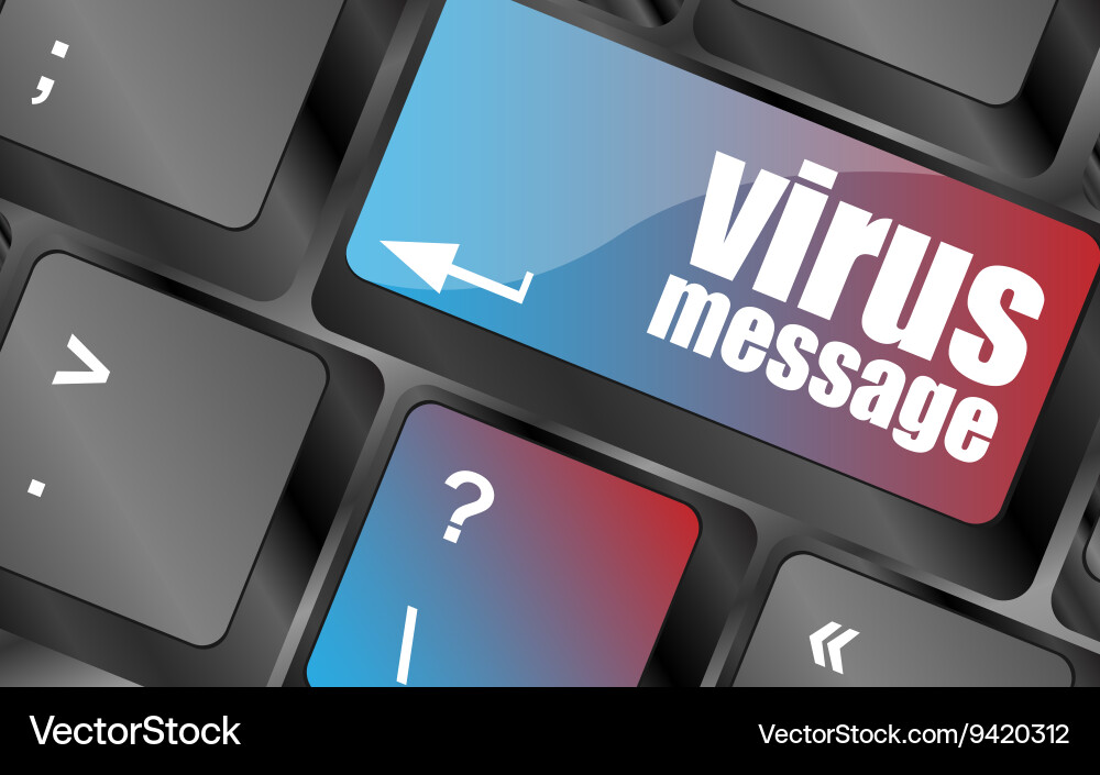 Computer keyboard with virus message key vector image