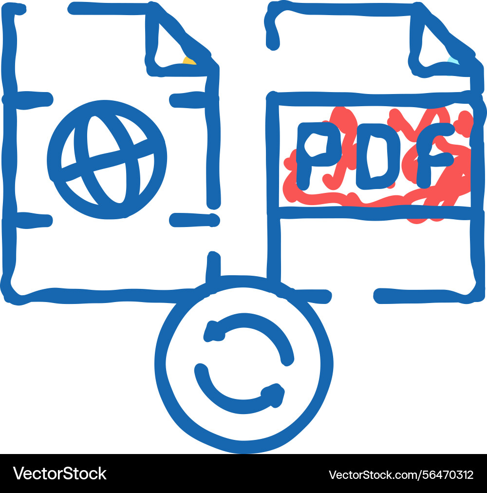 Convert web site page to pdf file icon doodle vector image
