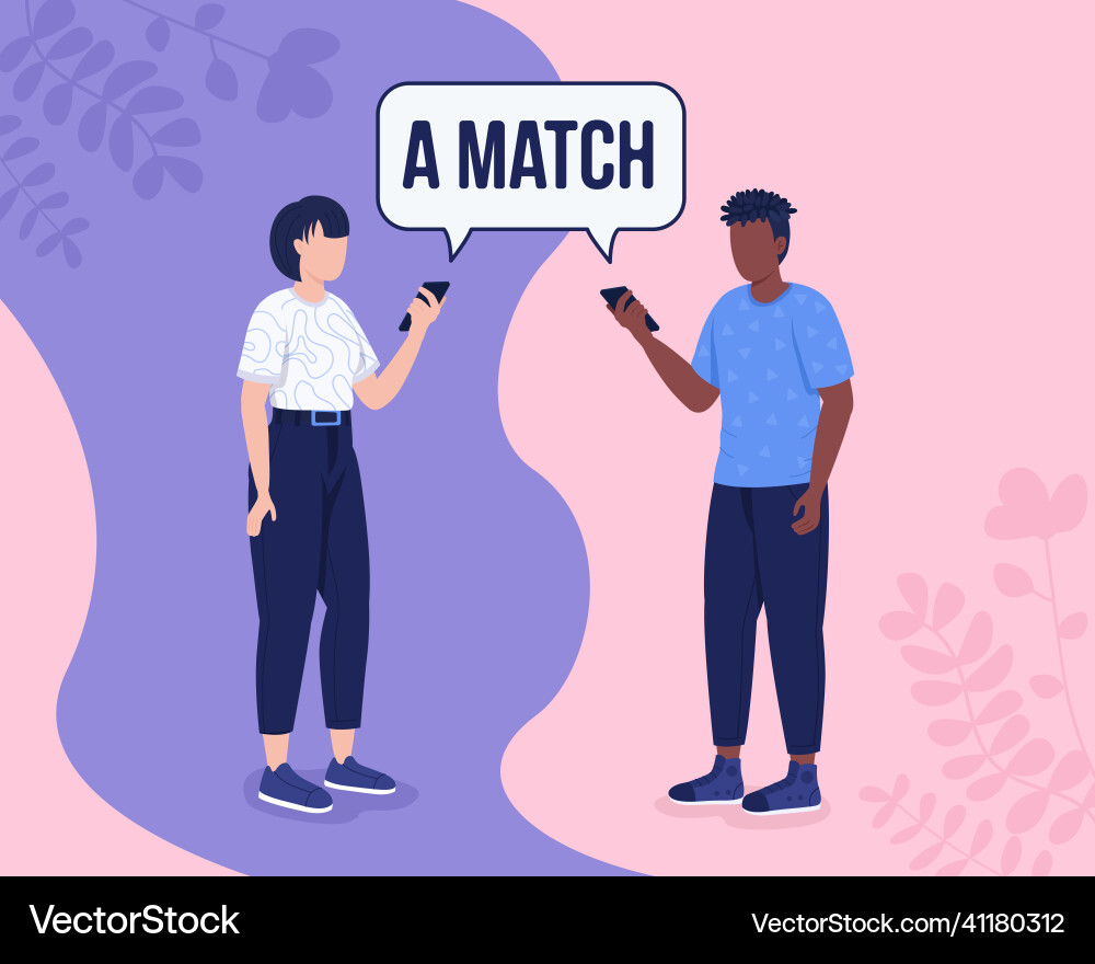 Dating matching algorithm flat color Dating matching algorithm flat color vector image