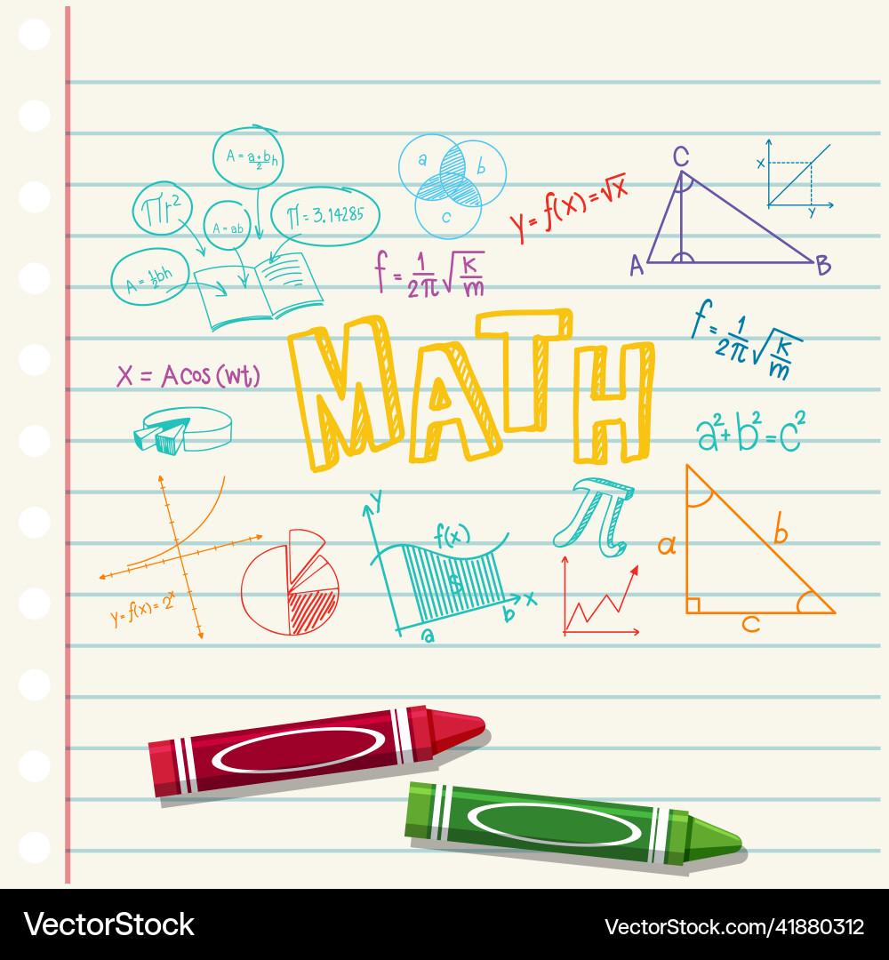 Doodle math formula with mathematics font Doodle math formula with mathematics font Vector Image