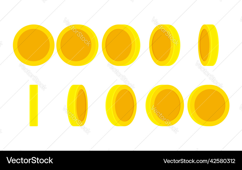 Empty gold coin rotating animation sprite sheet Empty gold coin rotating animation sprite sheet vector image