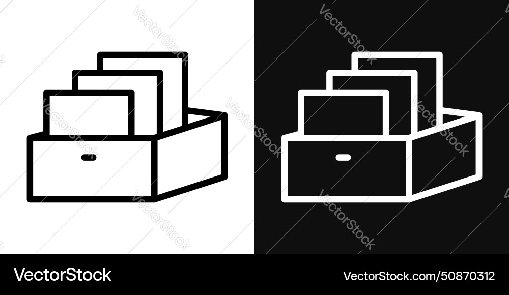 Folder box icon set file archive storage symbol Vector Image