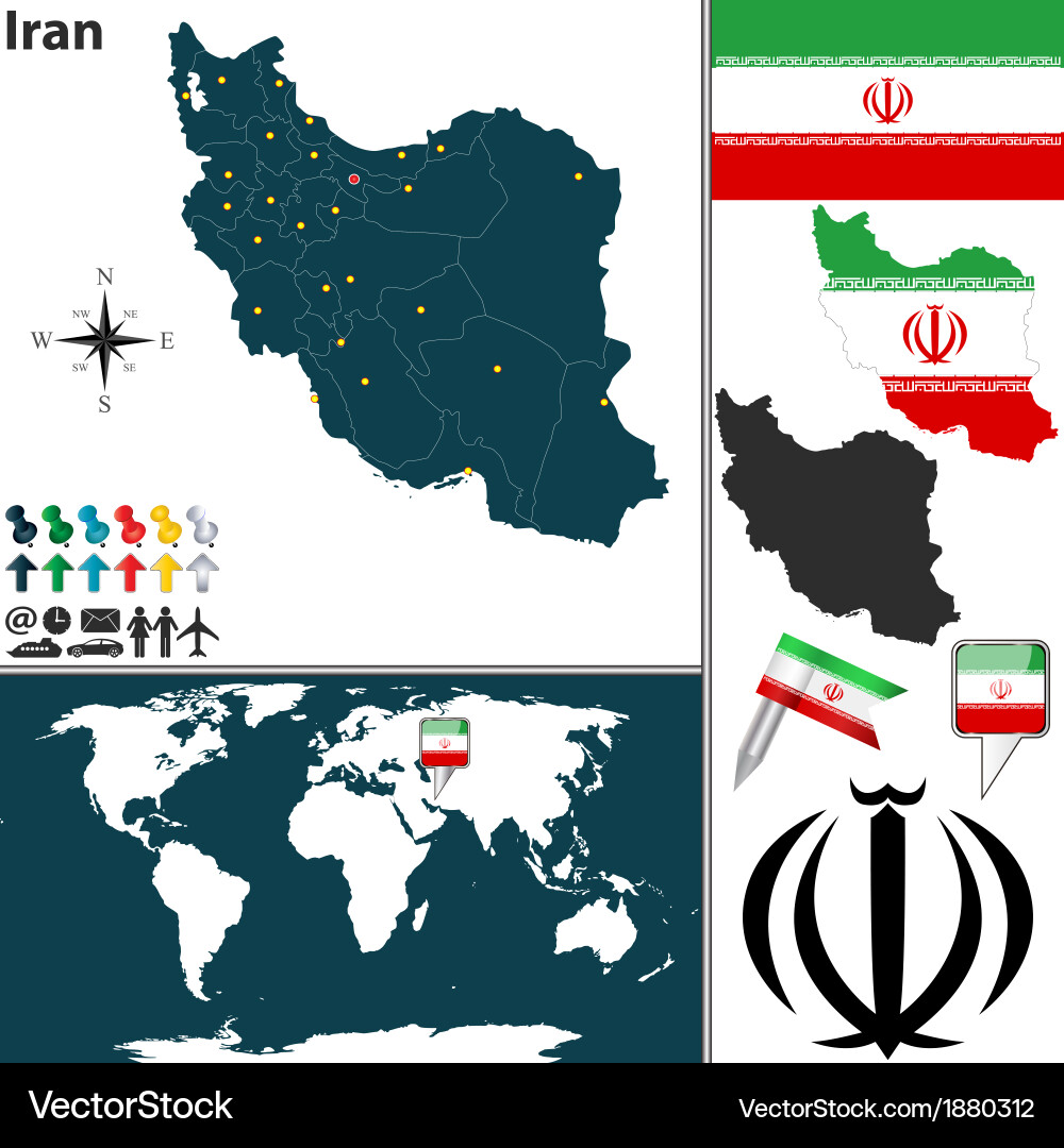 Iran Map with Geographic Features vector image