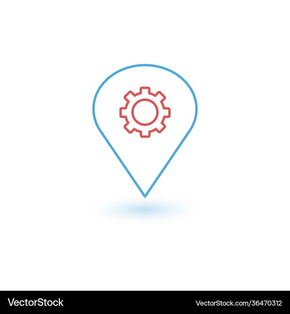 Linear gear map pin navigation marker service Linear gear map pin navigation marker service Vector Image