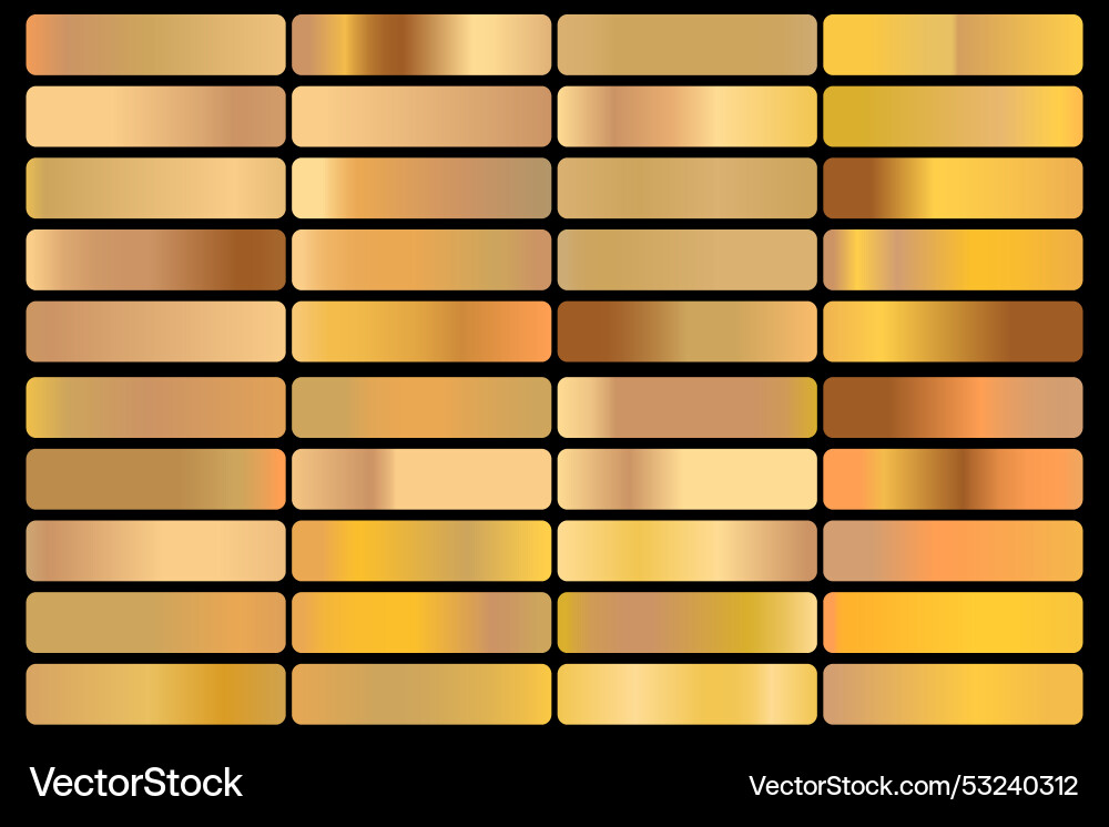 Metallic gradient collection with shiny gold Vector Image
