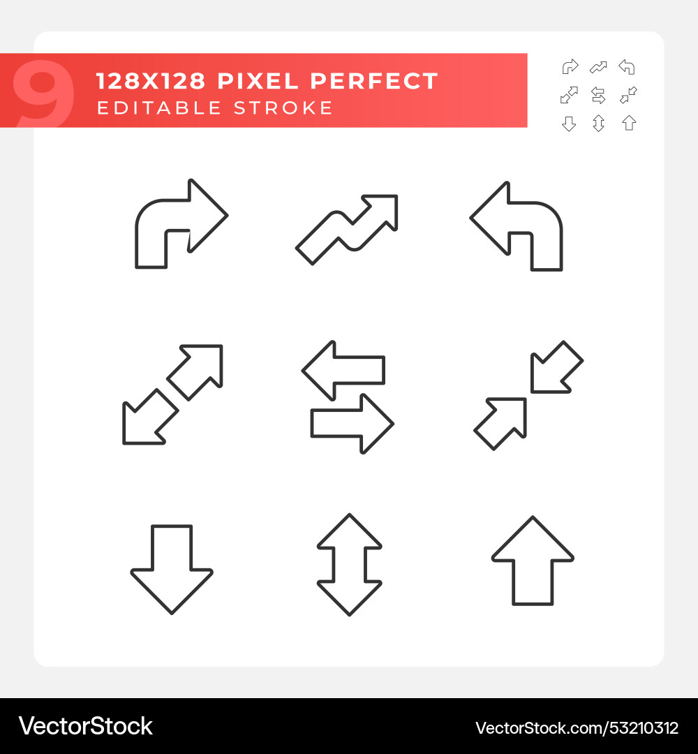 Minimalist arrows linear icons set Minimalist arrows linear icons set vector image