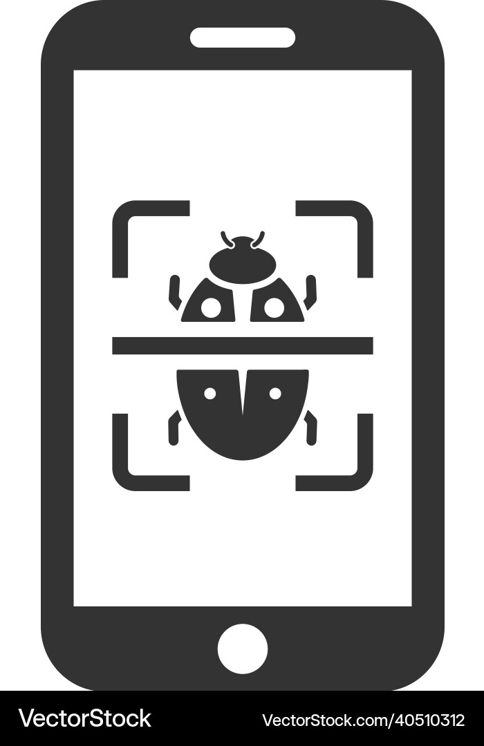 Mobile bug scanning icon Mobile bug scanning icon vector image