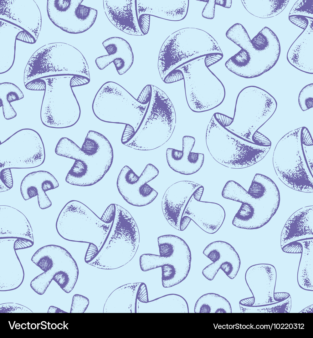Mushroom Pattern - Seamless Sketch vector image
