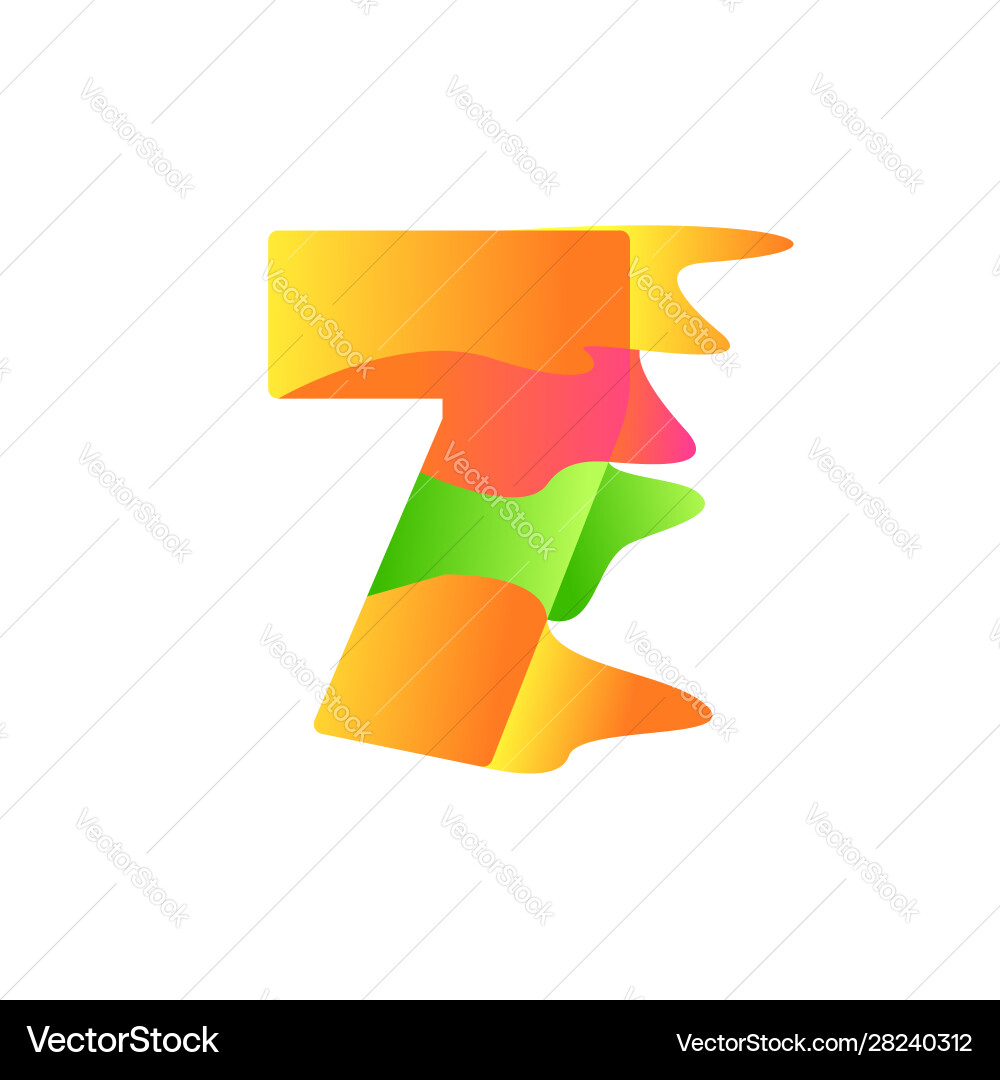 Number 7 character in fluid art style gradient vector image