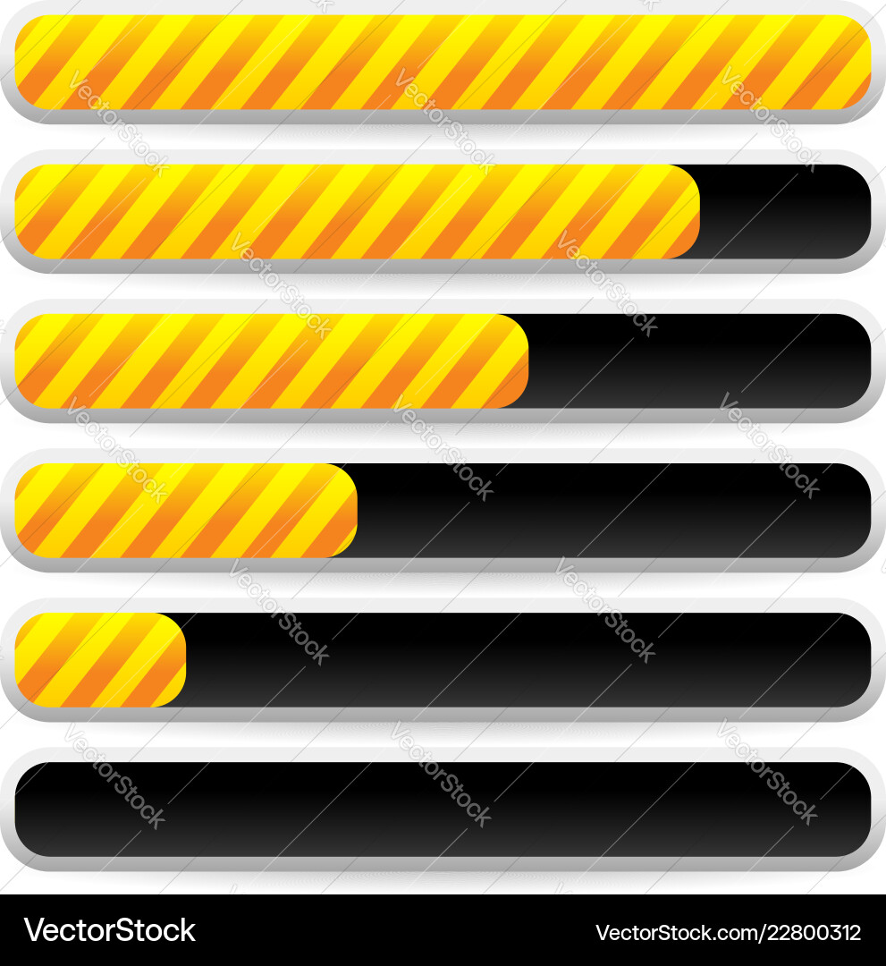 Progress loading bars with striped texture Progress loading bars with striped texture Vector Image