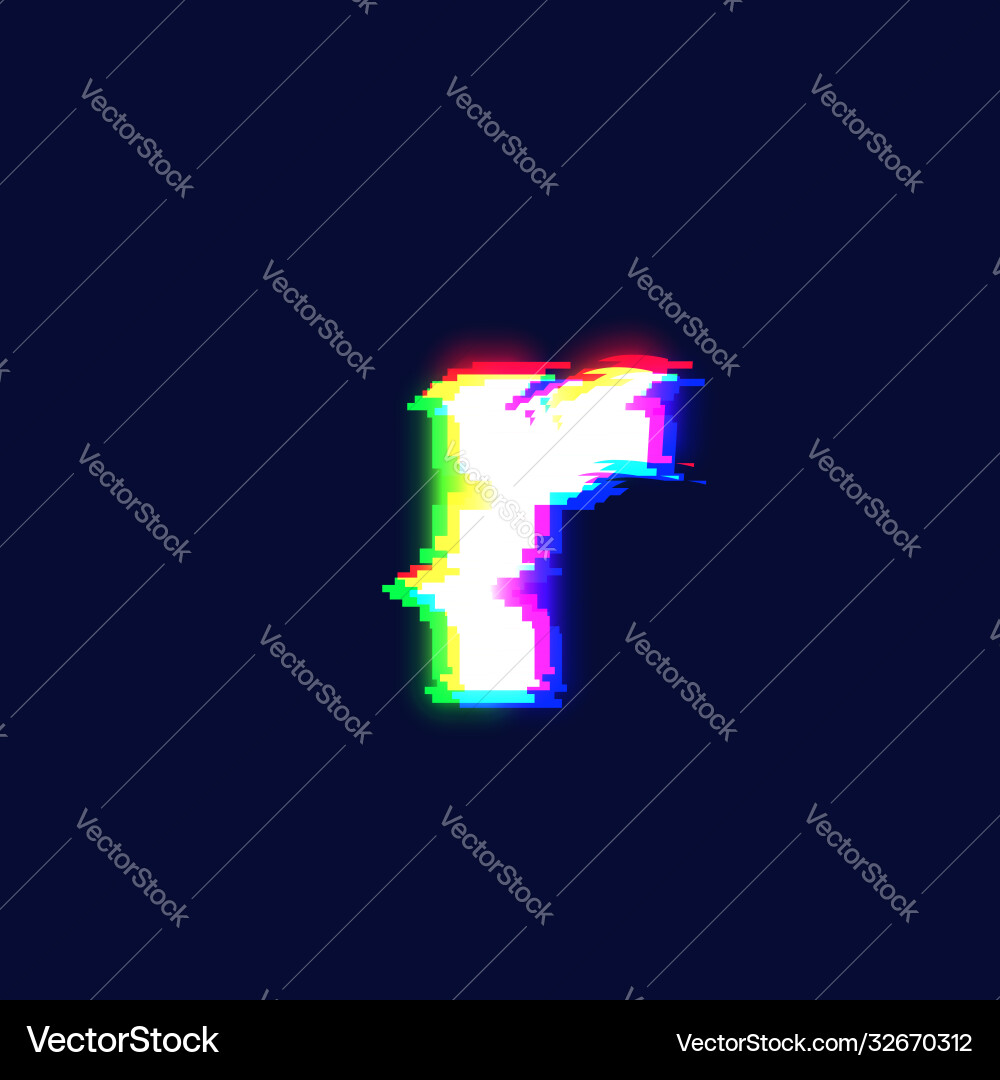 Realistic glitch font character r vector image