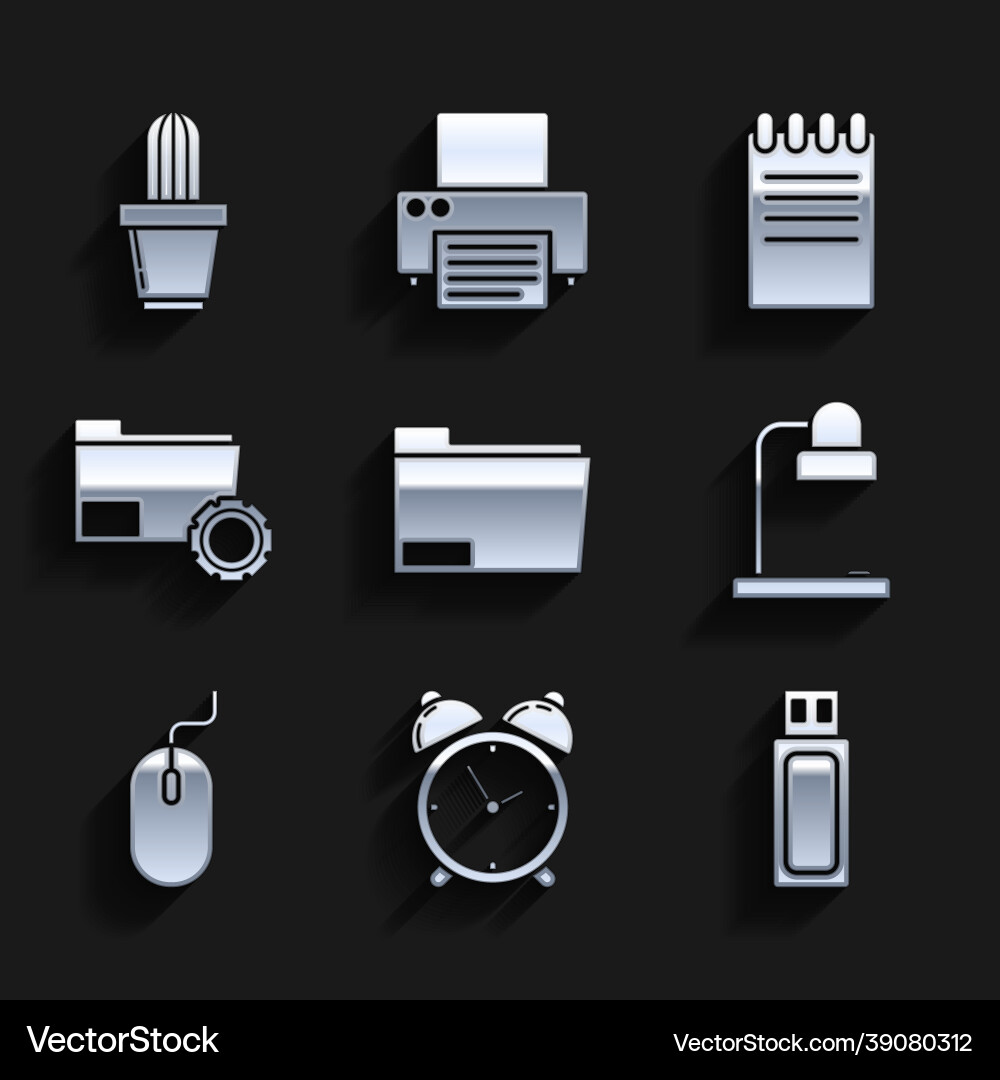 Set document folder alarm clock usb flash drive Set document folder alarm clock usb flash drive vector image