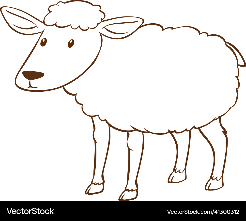 Sheep in doodle simple style on white background Vector Image