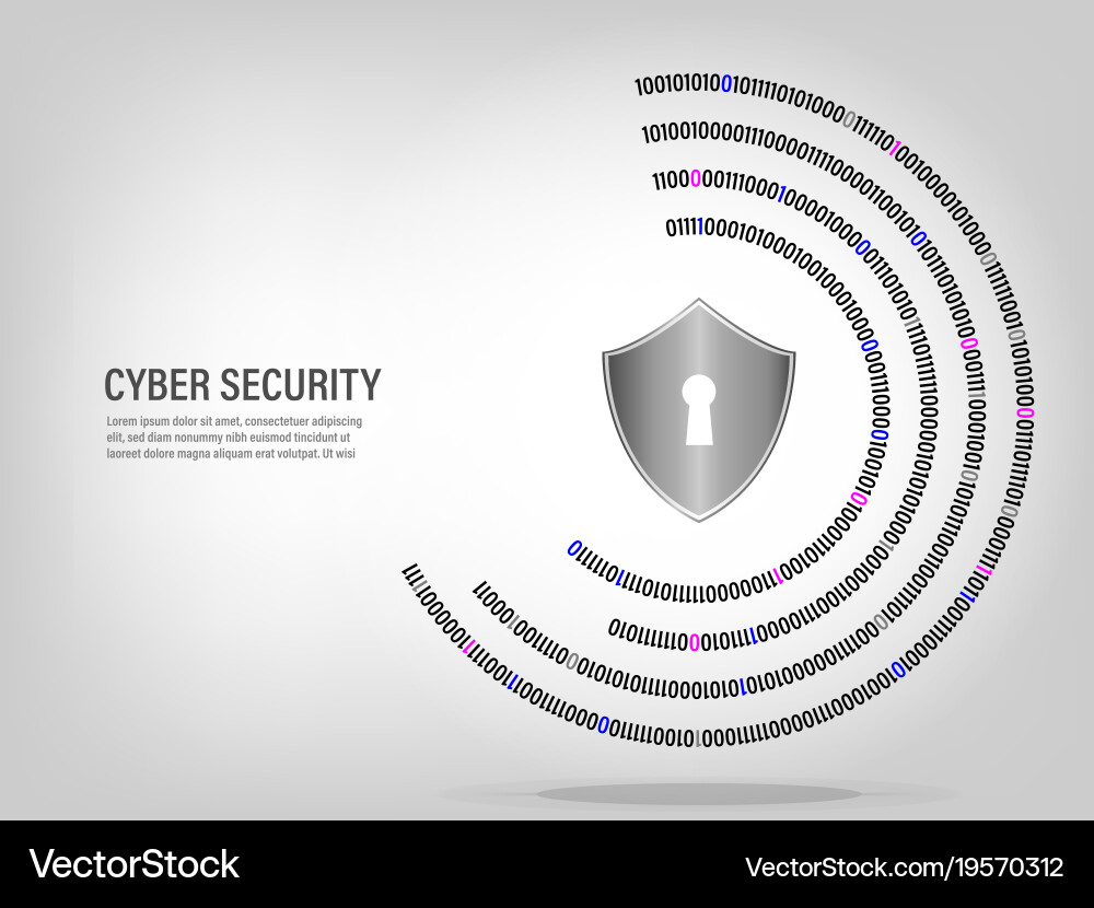 Shield auf digitale binäre Code Kreis Hintergrund vektorbild